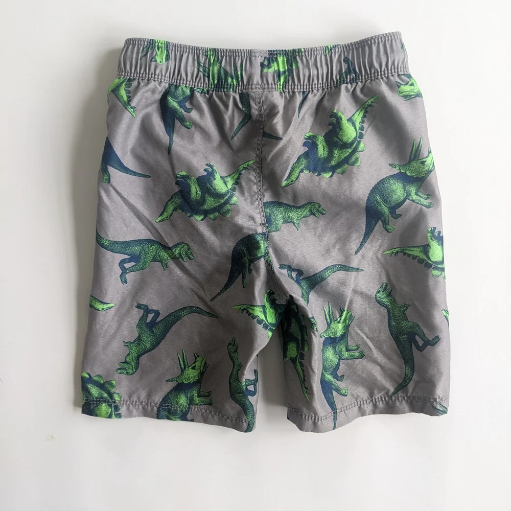 Old Navy Green and Gray Dinosaur Swim Trunks